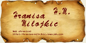 Hraniša Milojkić vizit kartica